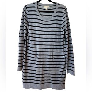 Michael Kors Gray and Black Striped Sweater Dress XL